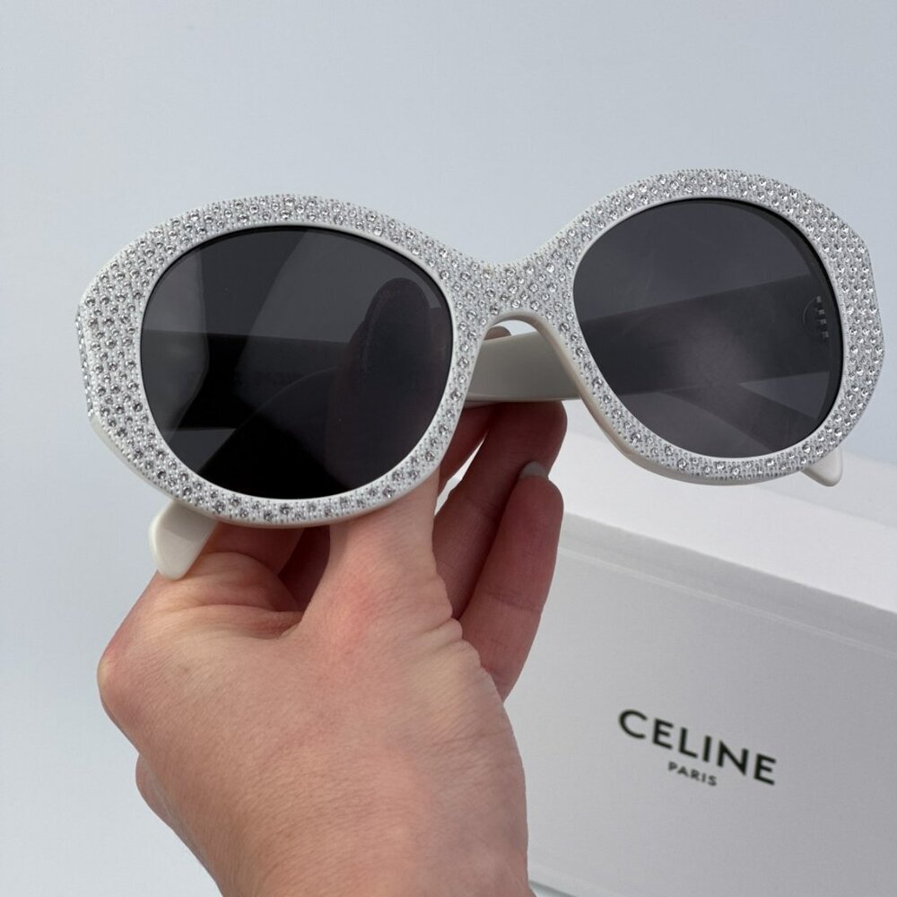 Celine CL4240IS 25A ANIMATION BRAND NEW Sunglasses Ivory Silver Studs Women